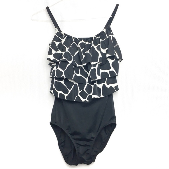 Longitude Other - Longitude Swimsuit Giraffe Print Tiered One Piece